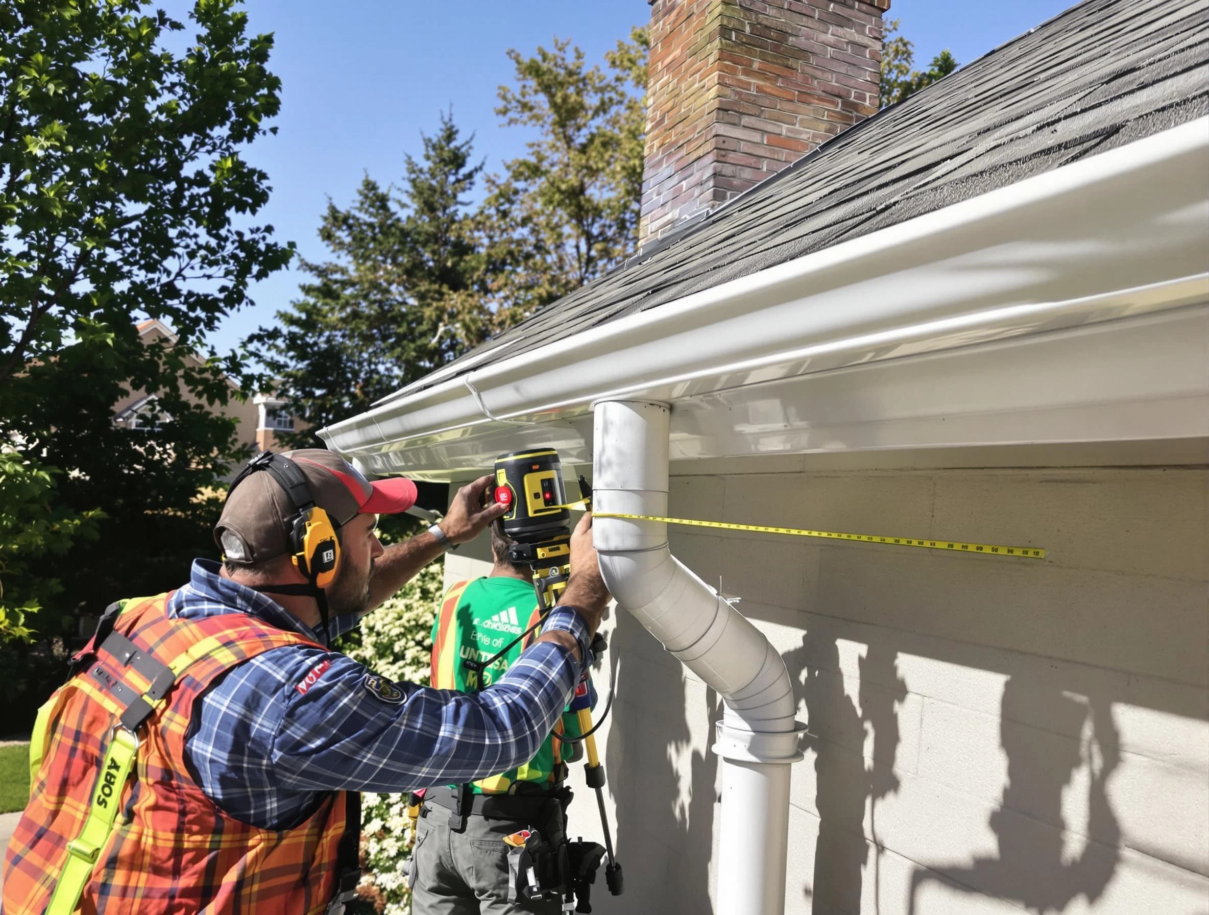 Wickliffe Roofing Company installing downspouts at a property in Wickliffe, OH