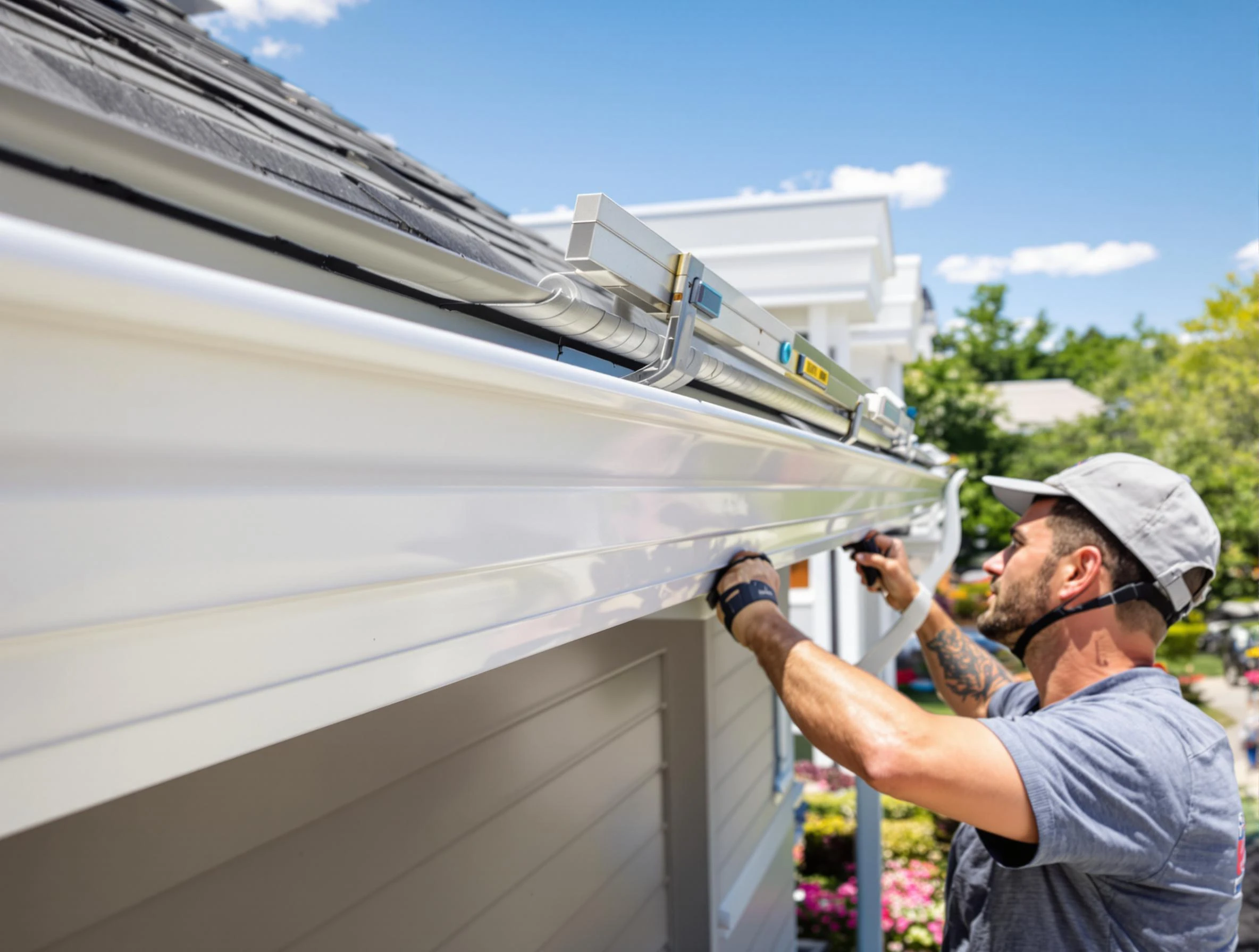 Newly installed gutters by Wickliffe Roofing Company for a home in Wickliffe, OH